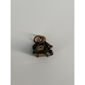 Vintage Enamel Gold-look Rotary Phone Bracelet Charm